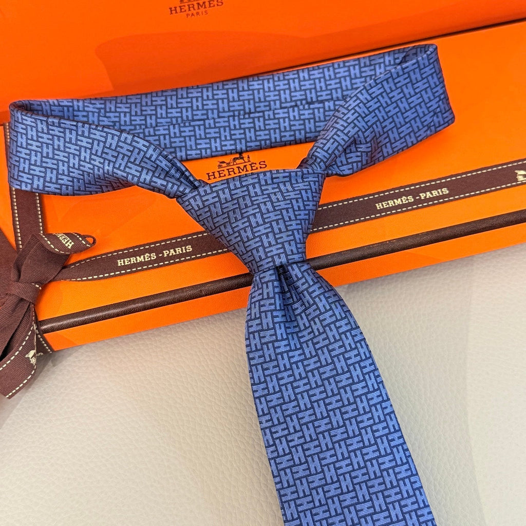 Hermès Style Men's Textured Silk Tie