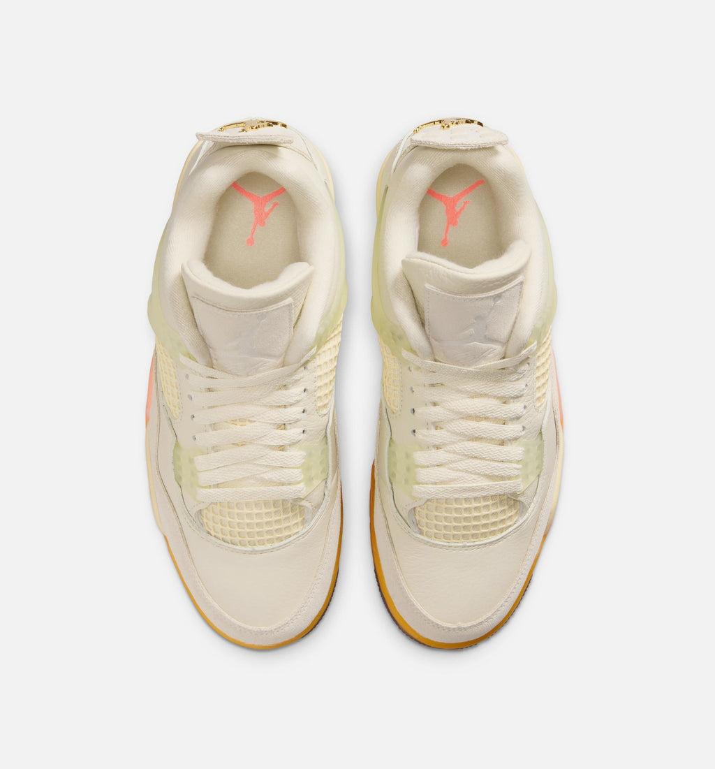 Air Jordan 4 Retro Birds of Paradise Women's Sneakers - Off-White / Metallic Gold / Flax / Orange / Black