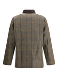 Barbour check-pattern corduroy-collar coat