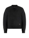 Manière De Voir Kamil - art slogan brushed wool knit jumper - black
