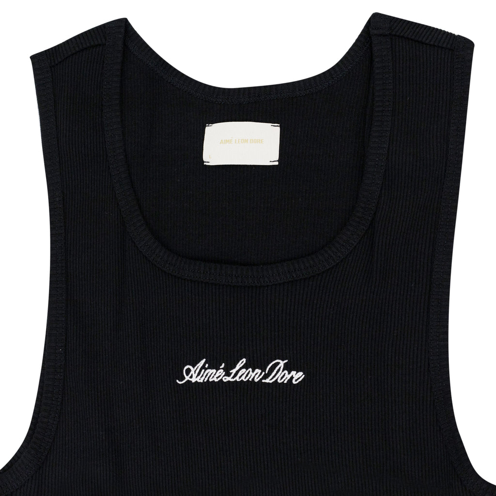 Black Embroidered Logo Tank Top