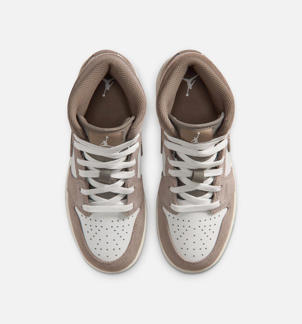 Air Jordan 1 Mid Grade School Lifestyle Shoe – Enigma Stone/Olive Grey/Summit White