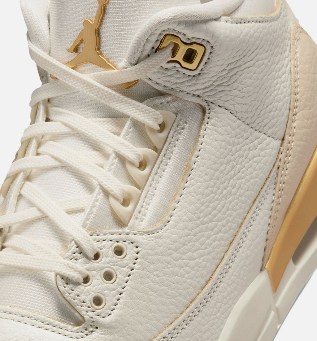 Air Jordan 3 Retro Sail and Pale Ivory Women's Sneakers - Sail / Team Gold / Pale Ivory / Metallic Gold / Ice