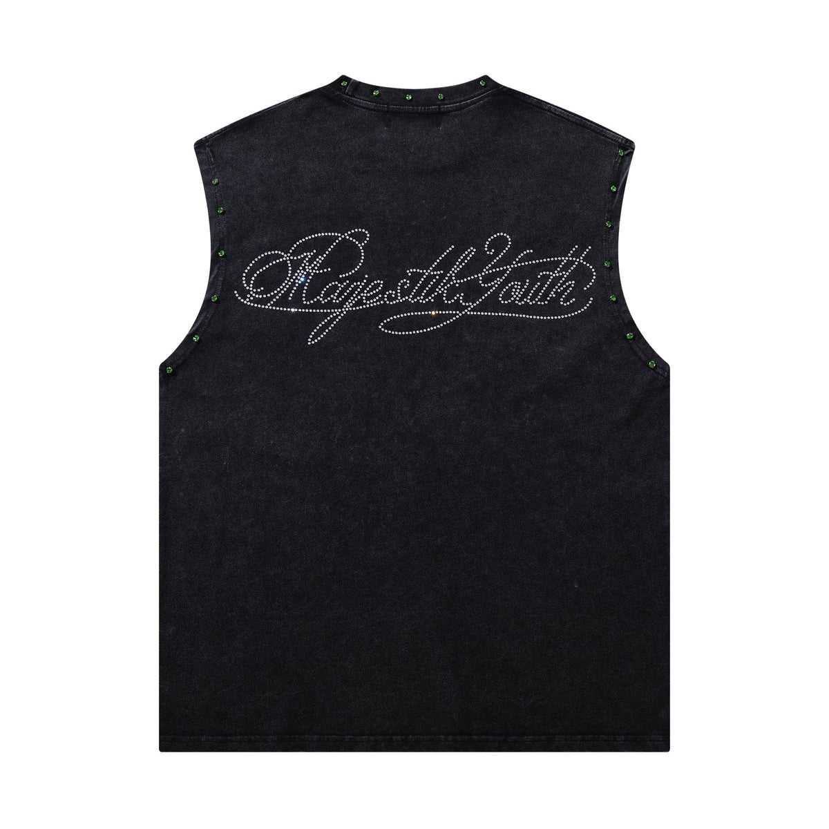 MAJESTIK Rhinestone Graphic Sleeveless T-Shirt