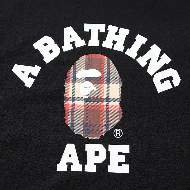 BAPE Plaid Small Ape Head Men's T-Shirt - Black