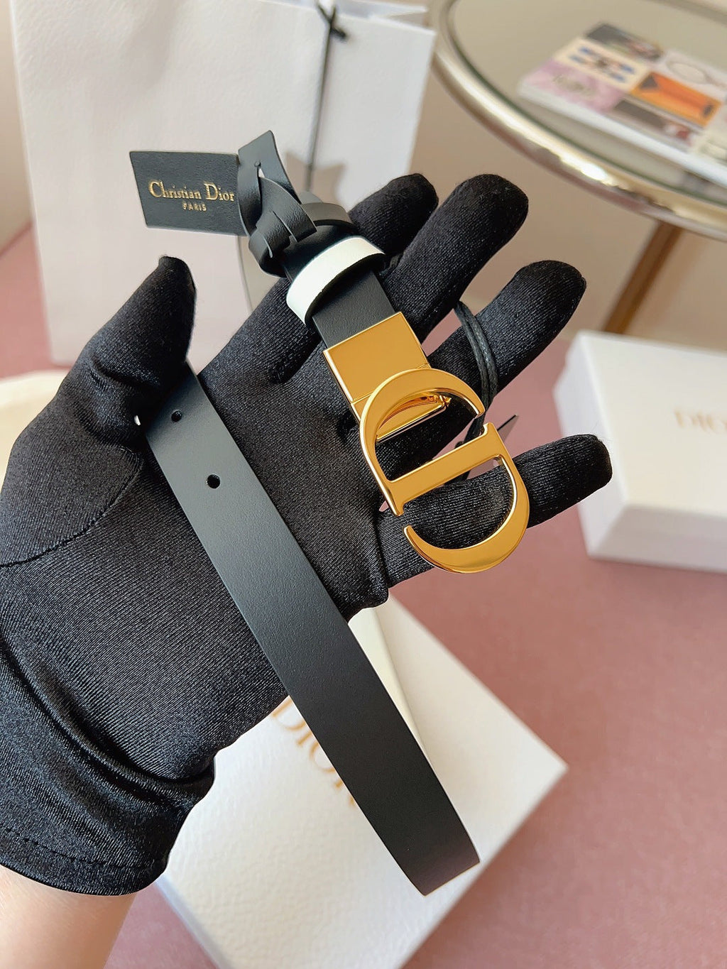 DIOR 25S BELT 20 MM IN BLACK CALFSKIN 618009