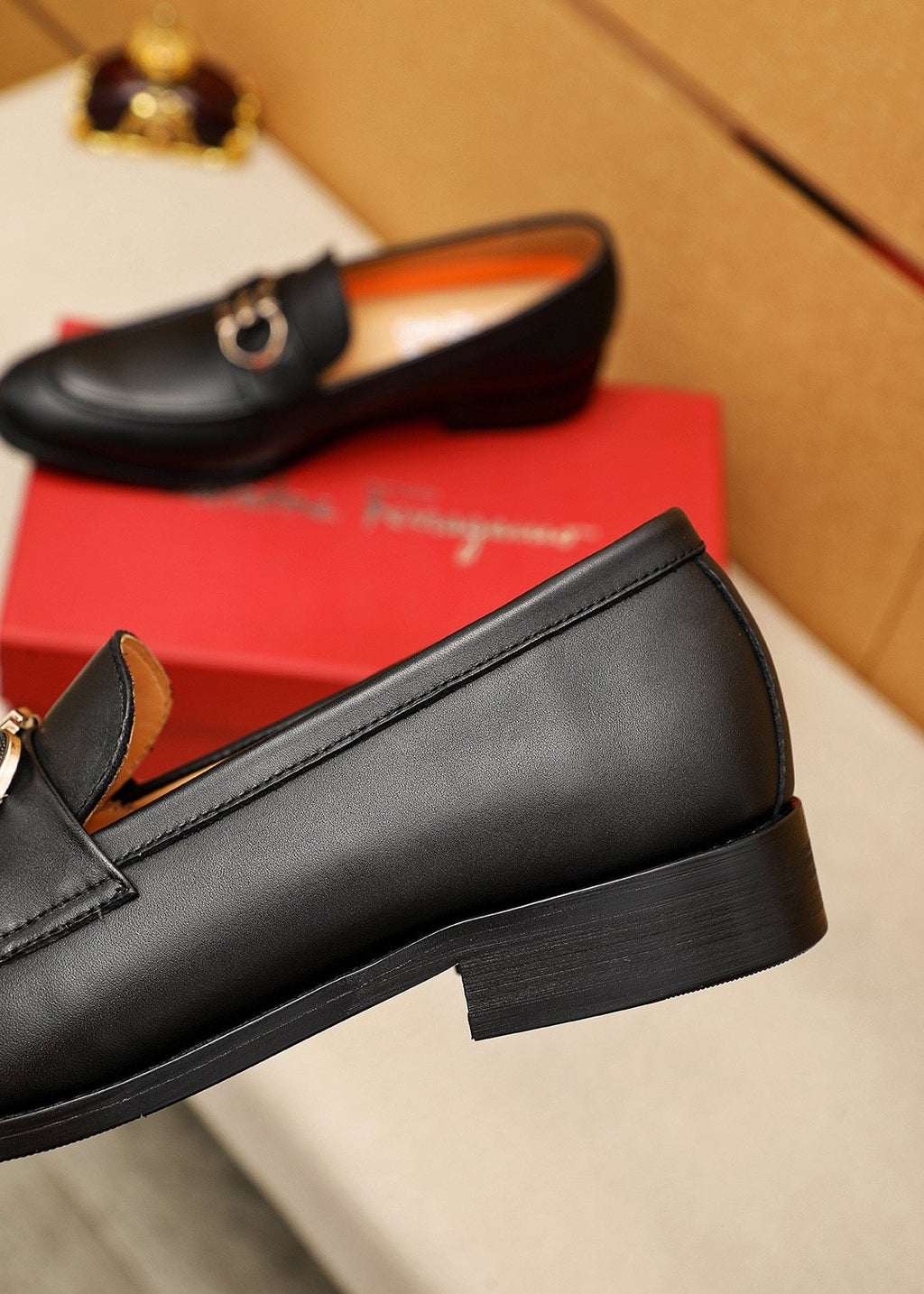 Ferragamo Black Buckle Loafers - Slip-On Construction