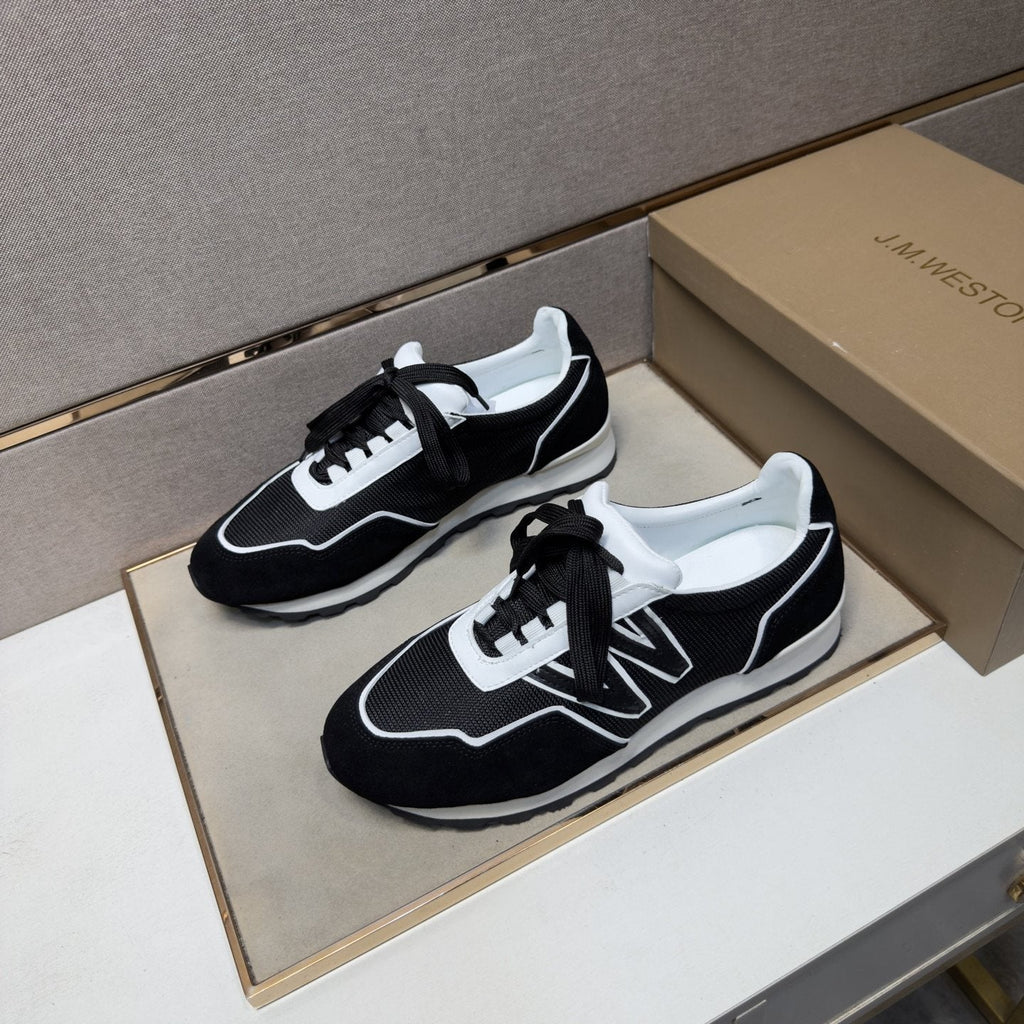 J.M. Weston Men's Black and White Panel Sneakers