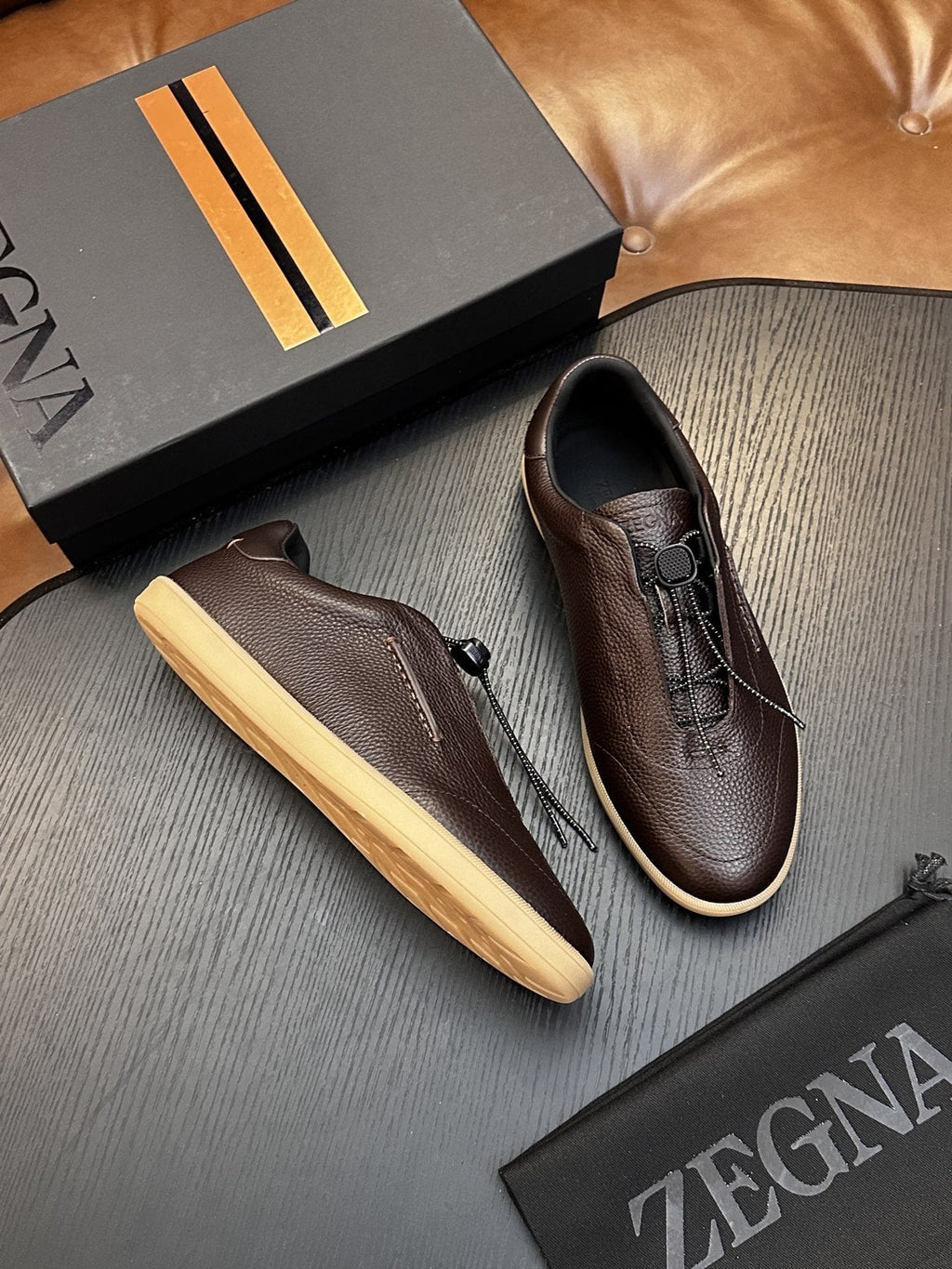 Zegna Zip-Front Slip-On Sneakers