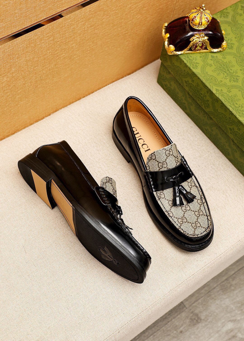 Gucci Tassel Monogram Loafers