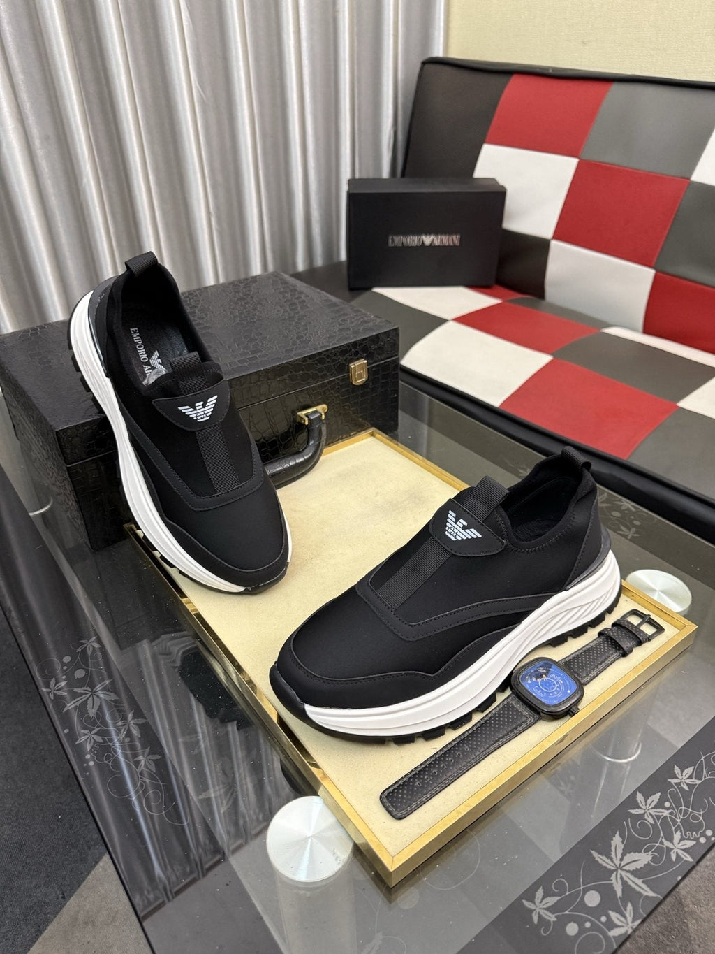Armani Layered Slip-On Sneakers