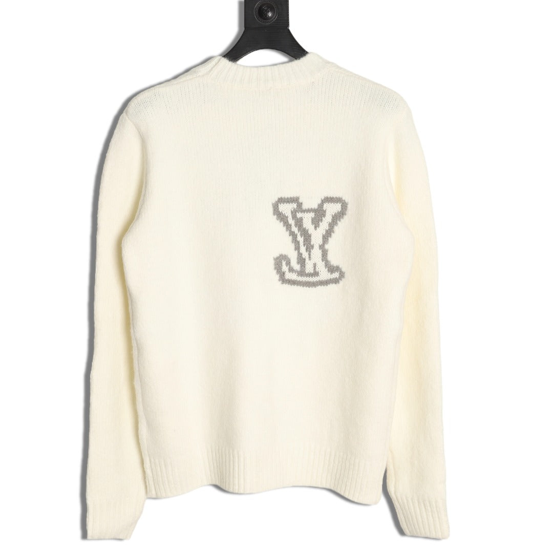 Louis Vuitton 22FW Large LV-Motif Knit Sweater - Ivory
